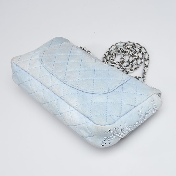 Chanel Baby Blue Quilted Denim and Swarovski Crystal Embroidered Medium Flap Bag - Picture 12 of 13
